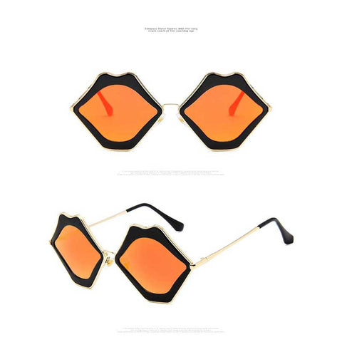 Lip Sunglasses 2018 Fashion Personality Sun glasses Women Lips Frame Metal Glasses Sexy Ladies Vintage Shades Coating Eyewear