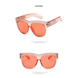 Rhinestone Square Sunglasses Women 2018 New Oversized Diamond Sun glasses Female One Piece Glasses Vintage Shades Retro Eyewear