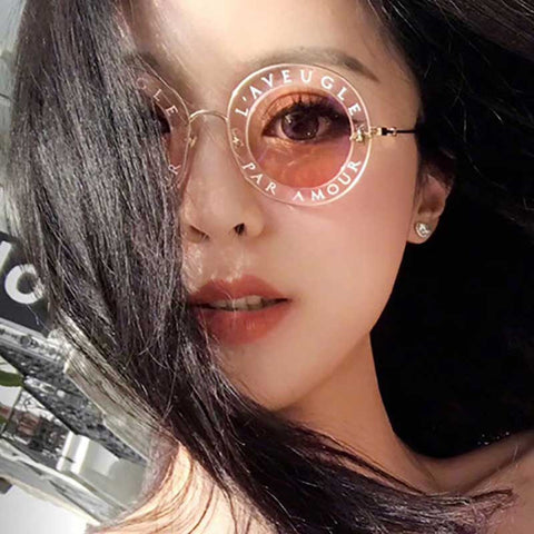 Bee Sunglasses 2018 New English Letters Little Retro Round Sun Glasses Women Brand Designer Vintage Circle Glasses Travel Goggles