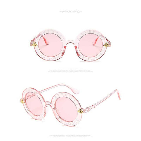Bee Sunglasses 2018 New English Letters Little Retro Round Sun Glasses Women Brand Designer Vintage Circle Glasses Travel Goggles