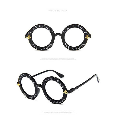 Bee Sunglasses 2018 New English Letters Little Retro Round Sun Glasses Women Brand Designer Vintage Circle Glasses Travel Goggles