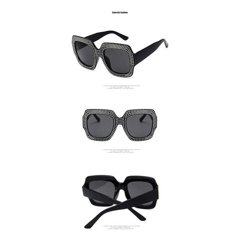 Square Sunglasses Women 2018 Vintage Oversized Crystal Sun Glasses Ladies Luxury Brand Designer Diamond Retro Big Frame Shades