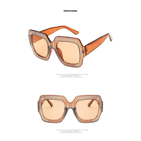 Square Sunglasses Women 2018 Vintage Oversized Crystal Sun Glasses Ladies Luxury Brand Designer Diamond Retro Big Frame Shades