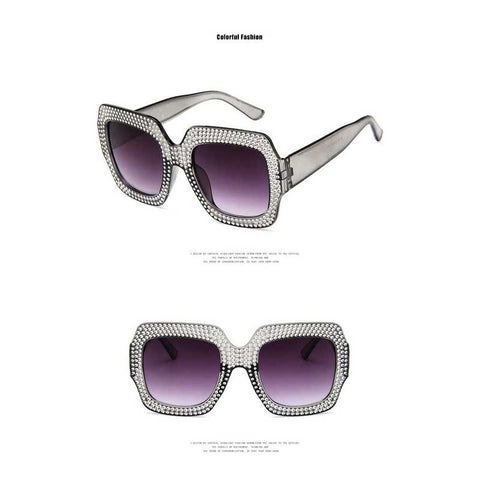 Square Sunglasses Women 2018 Vintage Oversized Crystal Sun Glasses Ladies Luxury Brand Designer Diamond Retro Big Frame Shades