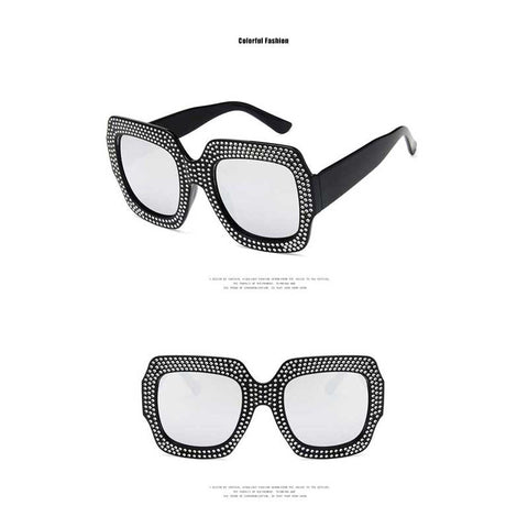 Square Sunglasses Women 2018 Vintage Oversized Crystal Sun Glasses Ladies Luxury Brand Designer Diamond Retro Big Frame Shades
