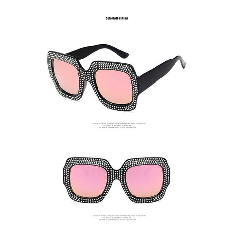 Square Sunglasses Women 2018 Vintage Oversized Crystal Sun Glasses Ladies Luxury Brand Designer Diamond Retro Big Frame Shades
