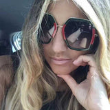 Oversized Square Sun Glasses Women Crystal Sunglasses Luxury Brand Designer Stylish Female Retro Big Frame Mirror Shiny Glasses