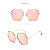 Oversized Square Sun Glasses Women Crystal Sunglasses Luxury Brand Designer Stylish Female Retro Big Frame Mirror Shiny Glasses