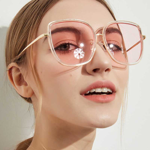 Square Sunglasses Women 2018 Pink Lens Glasses Vintage Oversized Sun glasses for Ladies Ocean Clear Eyewear Fashion Retro Shades