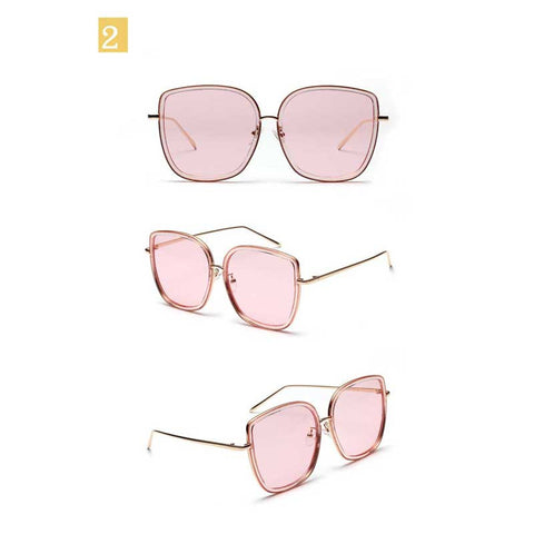 Square Sunglasses Women 2018 Pink Lens Glasses Vintage Oversized Sun glasses for Ladies Ocean Clear Eyewear Fashion Retro Shades