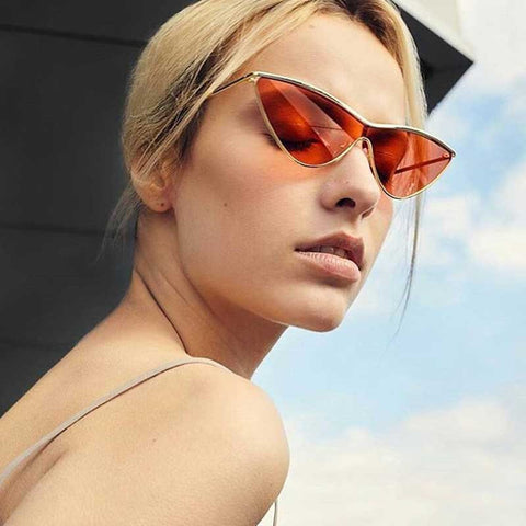 Triangle Sunglasses Fashion 2018 Glasses Women One Piece Vintage Sun glasses Ladies Brand Designer Retro Alloy Triangle Eyewear