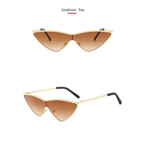 Triangle Sunglasses Fashion 2018 Glasses Women One Piece Vintage Sun glasses Ladies Brand Designer Retro Alloy Triangle Eyewear