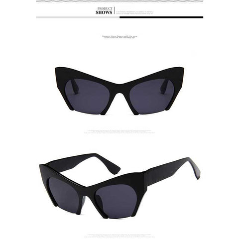 Half Frame Sunglasses Women Flat Cat Eye Glasses Oversized Vintage Sun glasses High Quality Shades Fashion Lady Big Frame Shades