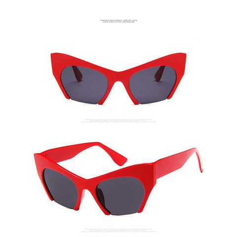 Half Frame Sunglasses Women Flat Cat Eye Glasses Oversized Vintage Sun glasses High Quality Shades Fashion Lady Big Frame Shades