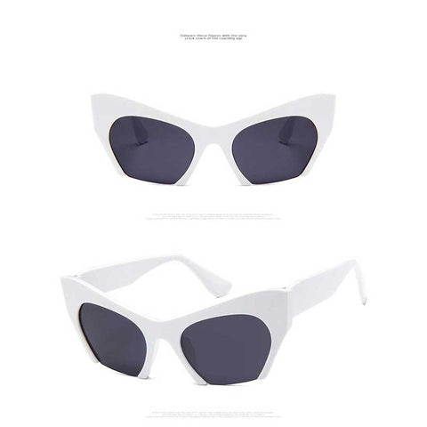 Half Frame Sunglasses Women Flat Cat Eye Glasses Oversized Vintage Sun glasses High Quality Shades Fashion Lady Big Frame Shades