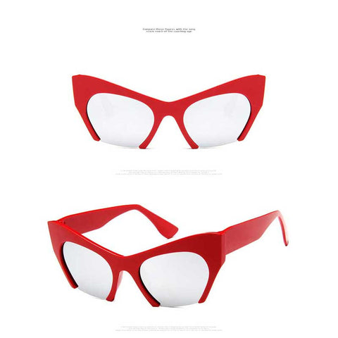 Half Frame Sunglasses Women Flat Cat Eye Glasses Oversized Vintage Sun glasses High Quality Shades Fashion Lady Big Frame Shades