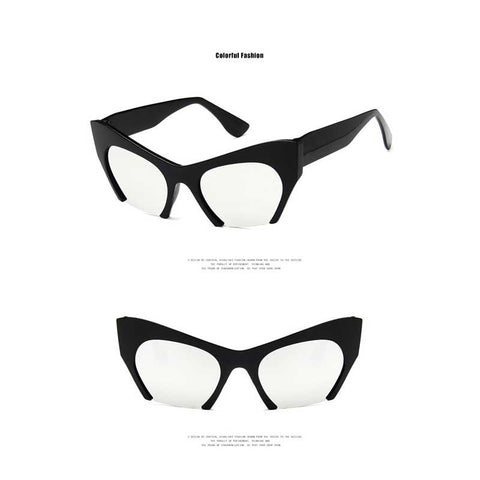 Half Frame Sunglasses Women Flat Cat Eye Glasses Oversized Vintage Sun glasses High Quality Shades Fashion Lady Big Frame Shades