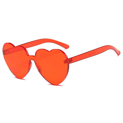 Heart Sunglasses Pink Shades Women Luxury Brand 2018 Rimless Love Heart Shaped Sun glasses Red Tint Clear Lens Colorful Glasses