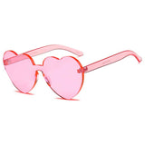 Heart Sunglasses Pink Shades Women Luxury Brand 2018 Rimless Love Heart Shaped Sun glasses Red Tint Clear Lens Colorful Glasses