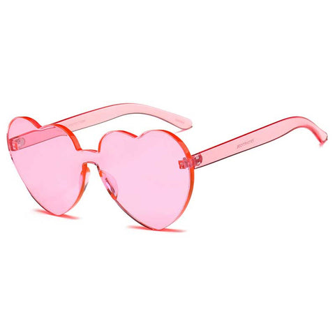 Heart Sunglasses Pink Shades Women Luxury Brand 2018 Rimless Love Heart Shaped Sun glasses Red Tint Clear Lens Colorful Glasses