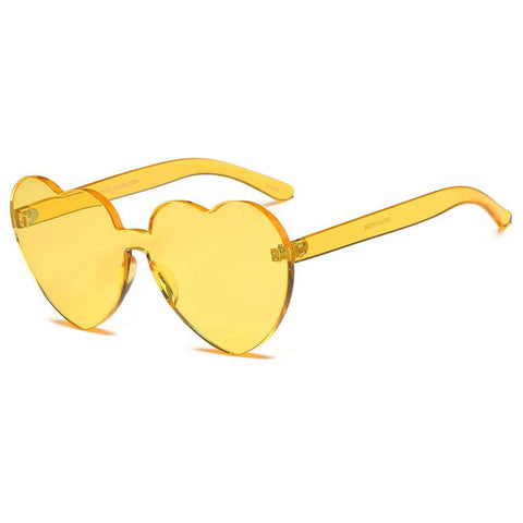 Heart Sunglasses Pink Shades Women Luxury Brand 2018 Rimless Love Heart Shaped Sun glasses Red Tint Clear Lens Colorful Glasses