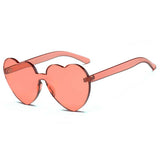 Heart Sunglasses Pink Shades Women Luxury Brand 2018 Rimless Love Heart Shaped Sun glasses Red Tint Clear Lens Colorful Glasses