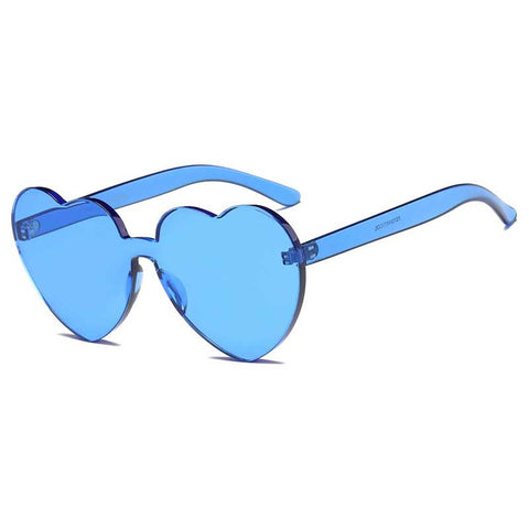 Heart Sunglasses Pink Shades Women Luxury Brand 2018 Rimless Love Heart Shaped Sun glasses Red Tint Clear Lens Colorful Glasses