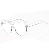 Heart Sunglasses Pink Shades Women Luxury Brand 2018 Rimless Love Heart Shaped Sun glasses Red Tint Clear Lens Colorful Glasses