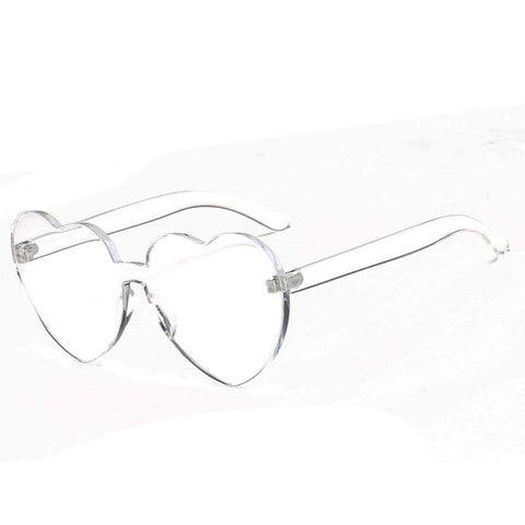 Heart Sunglasses Pink Shades Women Luxury Brand 2018 Rimless Love Heart Shaped Sun glasses Red Tint Clear Lens Colorful Glasses