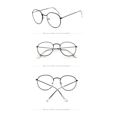 Retro Glasses Women Clear Lens Eyewear Brand Designer Vintage Transparent Eyeglasses Elegant Ladies Metal Frame Round Glasses