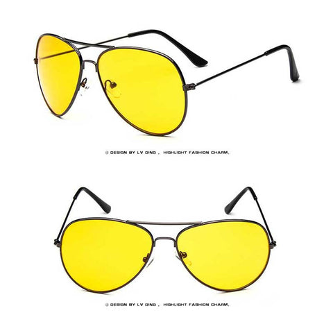 Classic Sunglasses Women Brand Designer Fashion Pilot Yellow Lens Glasses Men Retro Driving Sun glasses Vintage Metal Eyewear