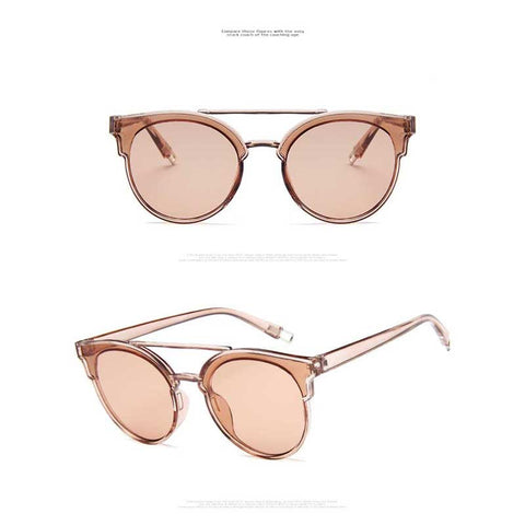 Sunglasses Women Retro Sun glasses Brand Designer Butterfly Cat Eye Coating Mirror Female Twin-Beams Glasses 2018 Vintage Shades