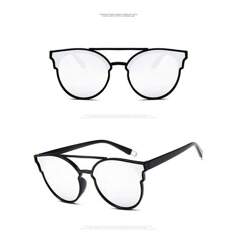 Sunglasses Women Retro Sun glasses Brand Designer Butterfly Cat Eye Coating Mirror Female Twin-Beams Glasses 2018 Vintage Shades