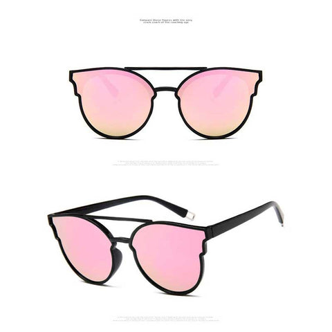 Sunglasses Women Retro Sun glasses Brand Designer Butterfly Cat Eye Coating Mirror Female Twin-Beams Glasses 2018 Vintage Shades