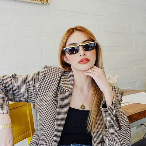 Sunglasses Women Retro Black Cat Eye Small Frame Sun glasses for Men Brand Designer Red Colorful Striped Glasses UV400 Eyewear
