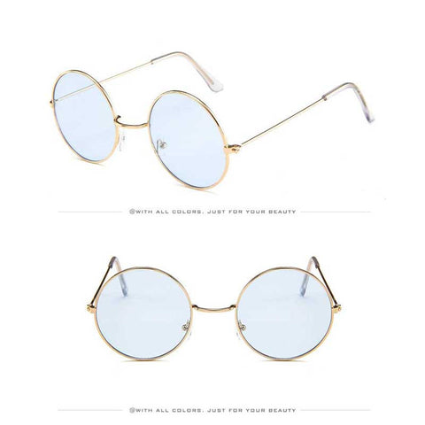 Circle Sunglasses Women Shades Vintage Round Lens Sunglasses For Ladies Fashion Female Metal Frame Retro Ocean Mirror Glasses