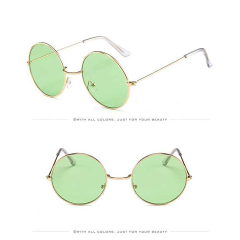 Circle Sunglasses Women Shades Vintage Round Lens Sunglasses For Ladies Fashion Female Metal Frame Retro Ocean Mirror Glasses
