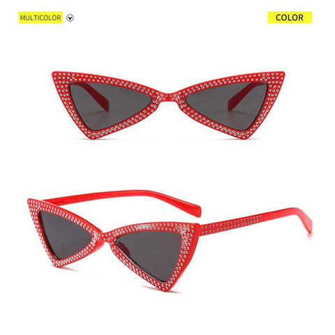 Cateye Sunglasses Women Brand Triangle Cat Eye Crystal Sunglasses Small Glasses Ladies Vintage Small Frame Butterfly Eyewear