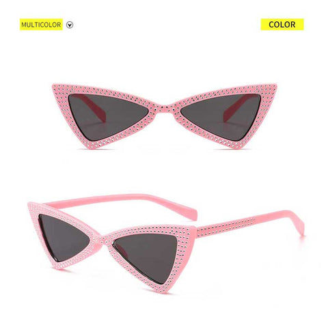 Cateye Sunglasses Women Brand Triangle Cat Eye Crystal Sunglasses Small Glasses Ladies Vintage Small Frame Butterfly Eyewear