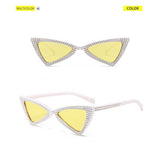 Cateye Sunglasses Women Brand Triangle Cat Eye Crystal Sunglasses Small Glasses Ladies Vintage Small Frame Butterfly Eyewear