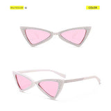 Cateye Sunglasses Women Brand Triangle Cat Eye Crystal Sunglasses Small Glasses Ladies Vintage Small Frame Butterfly Eyewear