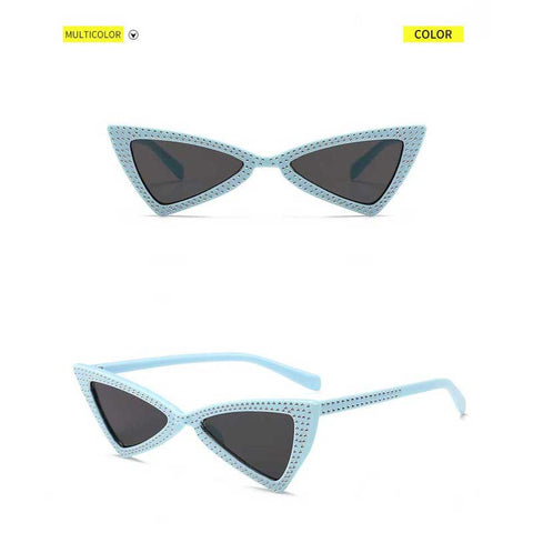 Cateye Sunglasses Women Brand Triangle Cat Eye Crystal Sunglasses Small Glasses Ladies Vintage Small Frame Butterfly Eyewear