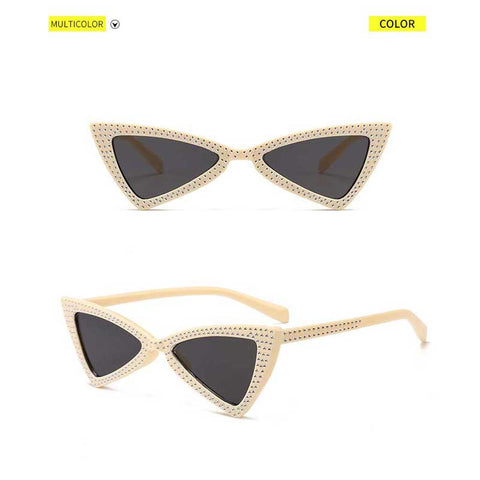 Cateye Sunglasses Women Brand Triangle Cat Eye Crystal Sunglasses Small Glasses Ladies Vintage Small Frame Butterfly Eyewear