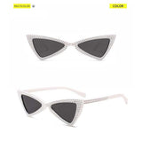 Cateye Sunglasses Women Brand Triangle Cat Eye Crystal Sunglasses Small Glasses Ladies Vintage Small Frame Butterfly Eyewear