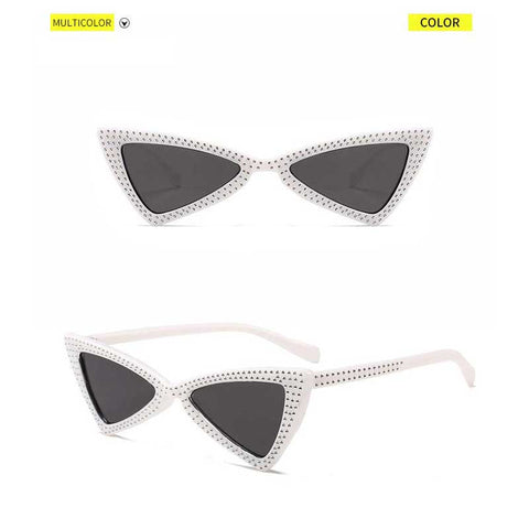 Cateye Sunglasses Women Brand Triangle Cat Eye Crystal Sunglasses Small Glasses Ladies Vintage Small Frame Butterfly Eyewear
