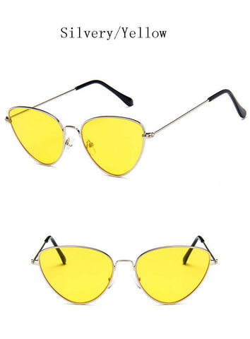 Sunglasses Women Retro Cat Eye Cheap Sun glasses Tinted Color Glasses Female Vintage Metal Frame Eyewear Fashion Ladies Shades