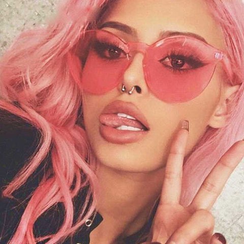 Stylish Sunglasses Women 2018 Fashion Round Rimless Colorful Sun glasses Ladies Clear Candy Color Glasses Female Vintage Eyewea