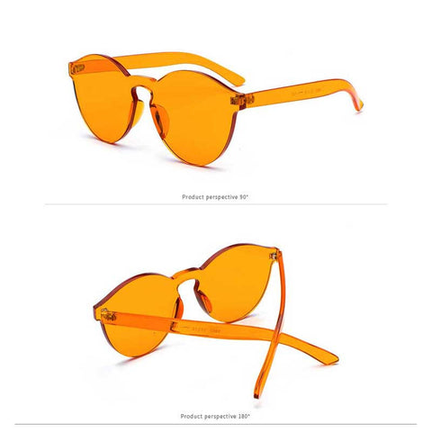 Stylish Sunglasses Women 2018 Fashion Round Rimless Colorful Sun glasses Ladies Clear Candy Color Glasses Female Vintage Eyewea