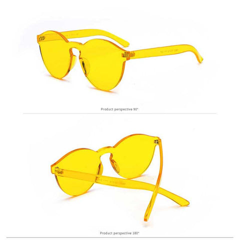 Stylish Sunglasses Women 2018 Fashion Round Rimless Colorful Sun glasses Ladies Clear Candy Color Glasses Female Vintage Eyewea