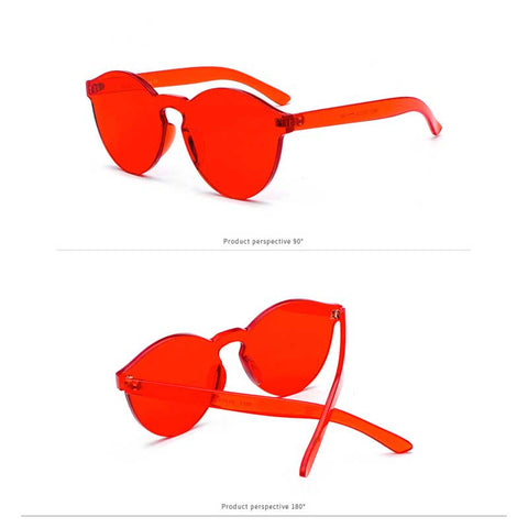 Stylish Sunglasses Women 2018 Fashion Round Rimless Colorful Sun glasses Ladies Clear Candy Color Glasses Female Vintage Eyewea